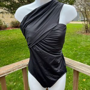 MagicSuit One Piece Swimsuit NWT  Goddess One Shoulder Underwire Black SZ 14